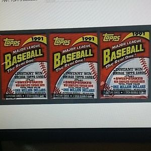 TOPPS 1991 Baseball Wax Packs! 3 Packs /15 in each